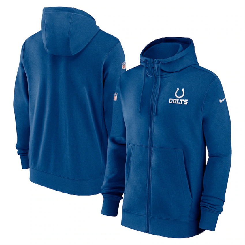 Men's Blue Indianapolis Colts Sideline Club Performance Full-Zip Hoodie